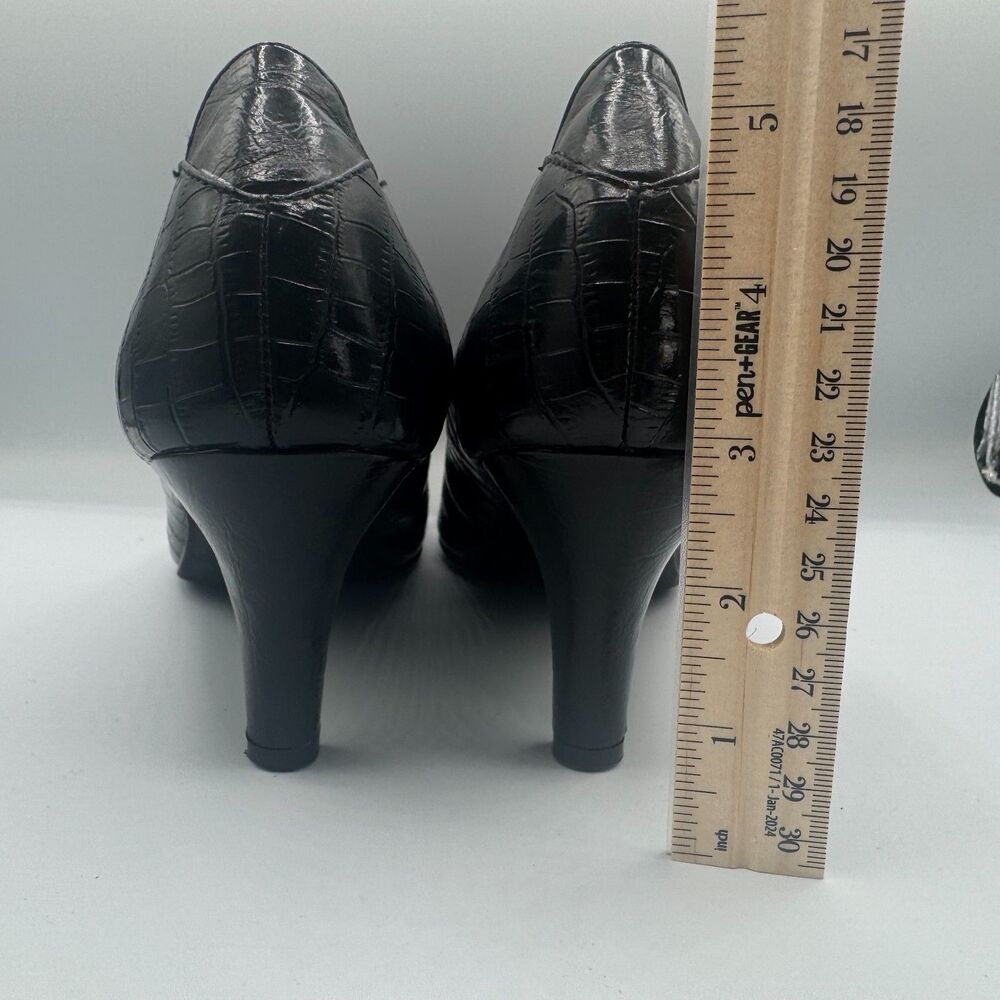 Life Stride Soft System Women's Shoes Sz 9 Black Faux Reptile Pumps 3" Heels - Picture 11 of 12
